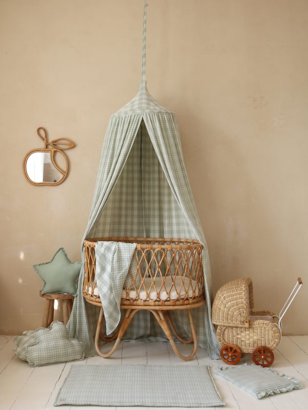 Teepee baldachim muślinowy w miętową kratkę "Limone" - obrazek 2