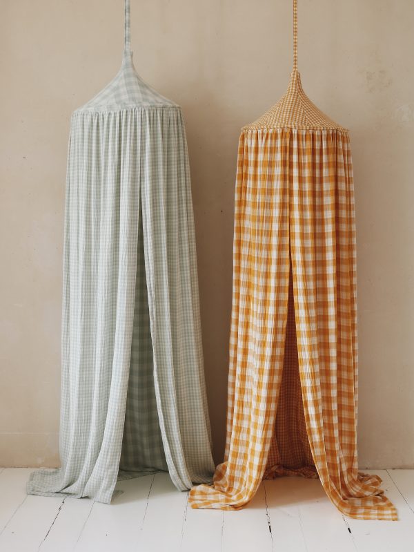 Teepee baldachim muślinowy w miętową kratkę "Limone" - obrazek 4