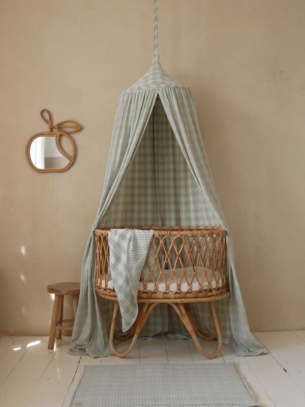Teepee baldachim muślinowy w miętową kratkę "Limone"