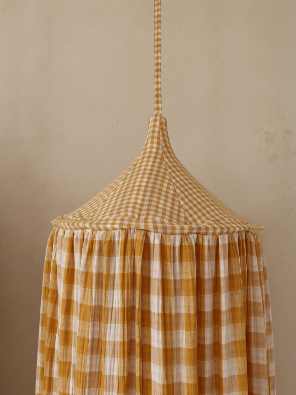 Teepee baldachim muślinowy w musztardową kratkę "Limone" - obrazek 2