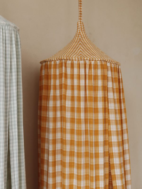 Teepee baldachim muślinowy w musztardową kratkę "Limone" - obrazek 5